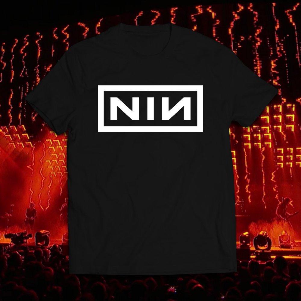 Vintage Style Black NIN Nine Inch Logo Tee - Picture 1 of 1